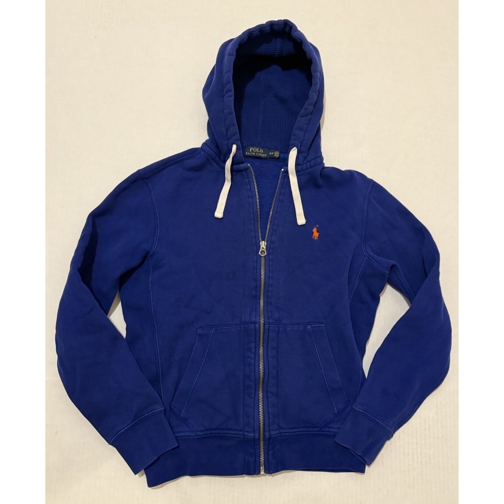 Polo Ralph Lauren Hoodie Womens Small S Royal Blue Full‎ Zip Fleece Lined